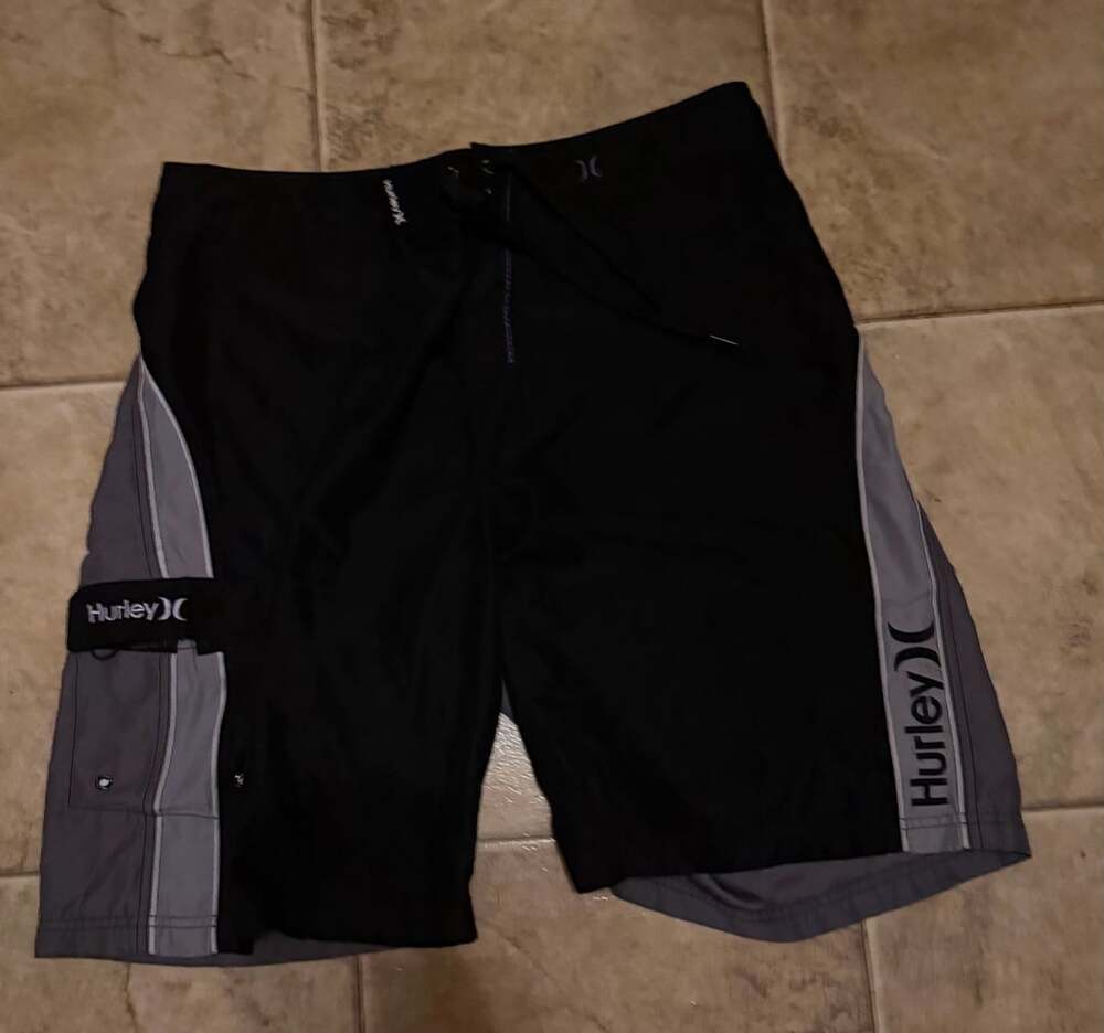 Hurley Board Shorts Size 36/L Black Gray Surf Swim Trunks